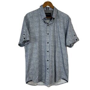 Robert Graham Modern Americana Short Sleeve Button Up Shirt Size XL Navy White